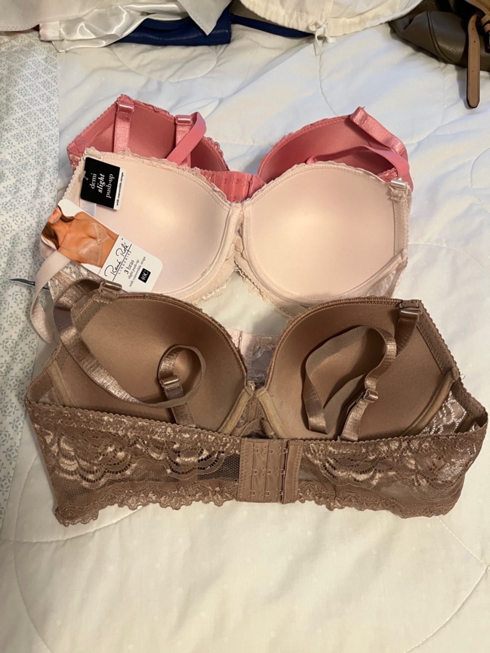 NWT Rene Rofe Lace Push-Up Bra - Pink, Rose, Brown 40C - Picture 2 of 2
